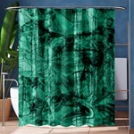 Biscay Green Black Textured Shower Curtain 60  x 72  (Medium)  60 x72  Curtain