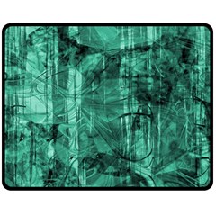 Biscay Green Black Textured Double Sided Fleece Blanket (medium)  by SpinnyChairDesigns