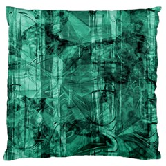 Biscay Green Black Textured Large Flano Cushion Case (two Sides) by SpinnyChairDesigns