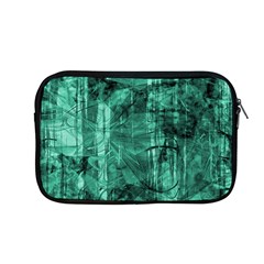 Biscay Green Black Textured Apple Macbook Pro 13  Zipper Case by SpinnyChairDesigns