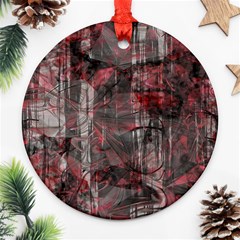 Red Black Abstract Texture Ornament (round) by SpinnyChairDesigns