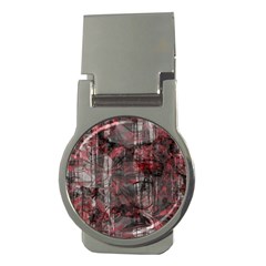 Red Black Abstract Texture Money Clips (round)  by SpinnyChairDesigns