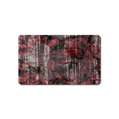 Red Black Abstract Texture Magnet (name Card) by SpinnyChairDesigns