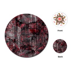 Red Black Abstract Texture Playing Cards Single Design (round) by SpinnyChairDesigns