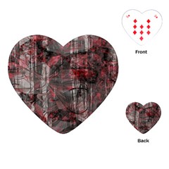 Red Black Abstract Texture Playing Cards Single Design (heart) by SpinnyChairDesigns