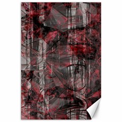 Red Black Abstract Texture Canvas 12  X 18  by SpinnyChairDesigns