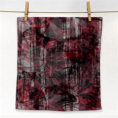 Red Black Abstract Texture Face Towel by SpinnyChairDesigns