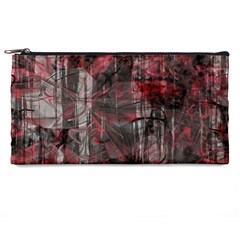 Red Black Abstract Texture Pencil Case by SpinnyChairDesigns