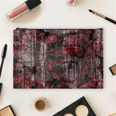 Red Black Abstract Texture Cosmetic Bag (large) by SpinnyChairDesigns