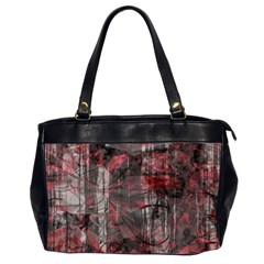 Red Black Abstract Texture Oversize Office Handbag (2 Sides) by SpinnyChairDesigns