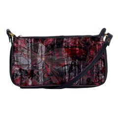 Red Black Abstract Texture Shoulder Clutch Bag by SpinnyChairDesigns