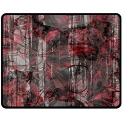 Red Black Abstract Texture Fleece Blanket (medium)  by SpinnyChairDesigns