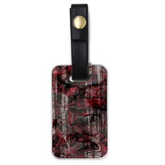 Red Black Abstract Texture Luggage Tag (one Side) by SpinnyChairDesigns