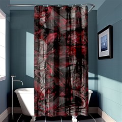 Red Black Abstract Texture Shower Curtain 36  X 72  (stall)  by SpinnyChairDesigns