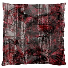 Red Black Abstract Texture Large Cushion Case (two Sides) by SpinnyChairDesigns