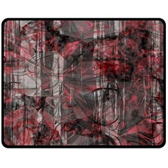 Red Black Abstract Texture Double Sided Fleece Blanket (medium)  by SpinnyChairDesigns