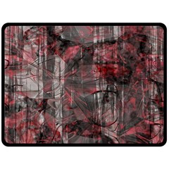 Red Black Abstract Texture Double Sided Fleece Blanket (large)  by SpinnyChairDesigns