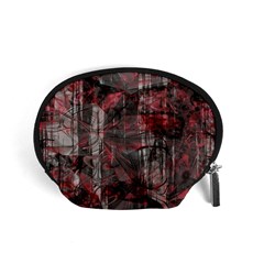 Red Black Abstract Texture Accessory Pouch (small) by SpinnyChairDesigns