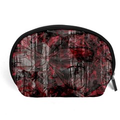 Red Black Abstract Texture Accessory Pouch (large) by SpinnyChairDesigns