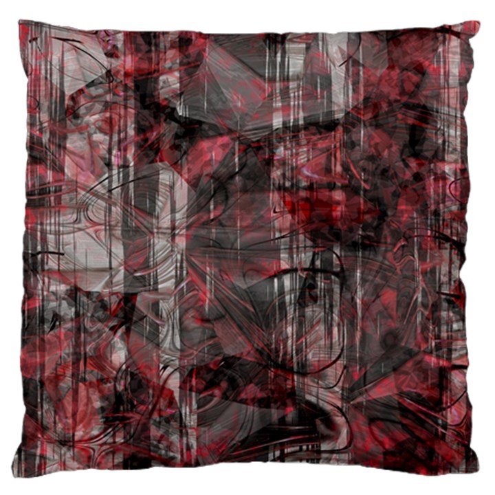 Red Black Abstract Texture Large Flano Cushion Case (One Side)