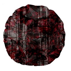 Red Black Abstract Texture Large 18  Premium Flano Round Cushions by SpinnyChairDesigns