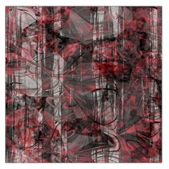 Red Black Abstract Texture Large Satin Scarf (square) by SpinnyChairDesigns