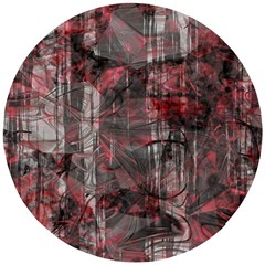 Red Black Abstract Texture Wooden Puzzle Round by SpinnyChairDesigns