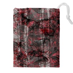 Red Black Abstract Texture Drawstring Pouch (4xl) by SpinnyChairDesigns