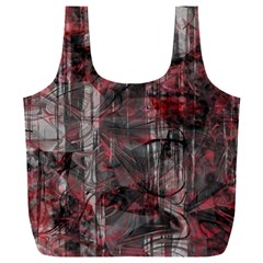 Red Black Abstract Texture Full Print Recycle Bag (xxl) by SpinnyChairDesigns