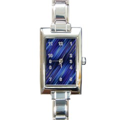 Indigo And Black Stripes Rectangle Italian Charm Watch by SpinnyChairDesigns