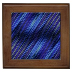 Indigo And Black Stripes Framed Tile by SpinnyChairDesigns