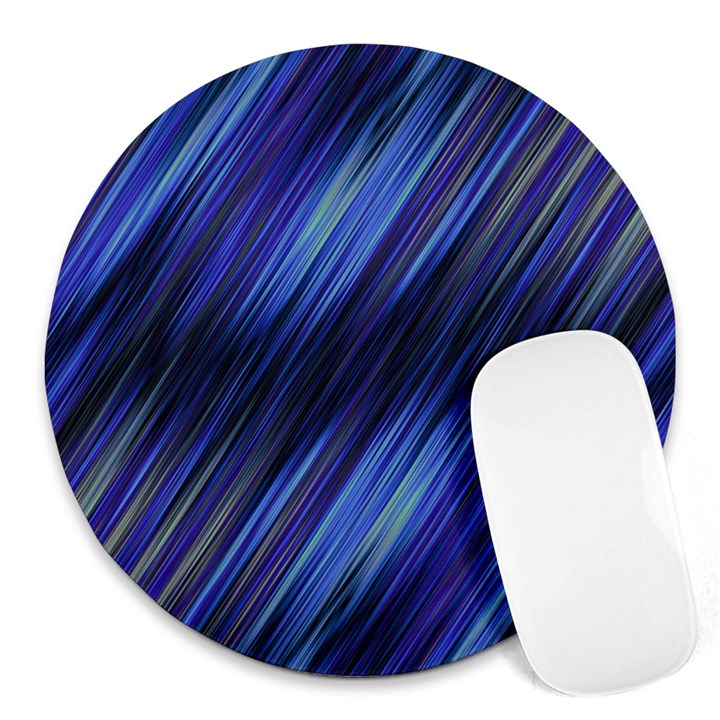 Indigo and Black Stripes Round Mousepads