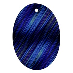 Indigo And Black Stripes Ornament (oval) by SpinnyChairDesigns