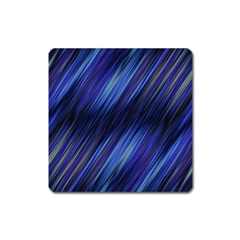 Indigo and Black Stripes Square Magnet