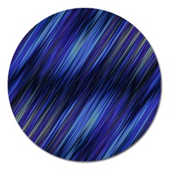 Indigo And Black Stripes Magnet 5  (round) by SpinnyChairDesigns