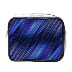 Indigo and Black Stripes Mini Toiletries Bag (One Side)