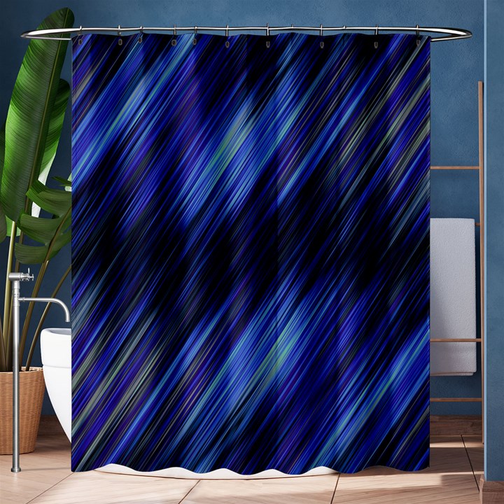 Indigo and Black Stripes Shower Curtain 60  x 72  (Medium) 