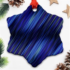 Indigo And Black Stripes Snowflake Ornament (two Sides) by SpinnyChairDesigns