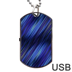 Indigo And Black Stripes Dog Tag Usb Flash (two Sides) by SpinnyChairDesigns