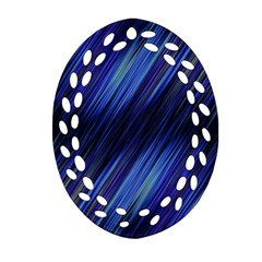 Indigo And Black Stripes Oval Filigree Ornament (two Sides) by SpinnyChairDesigns