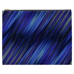 Indigo And Black Stripes Cosmetic Bag (xxxl) by SpinnyChairDesigns