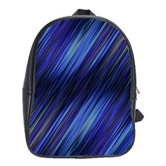 Indigo And Black Stripes School Bag (xl) by SpinnyChairDesigns