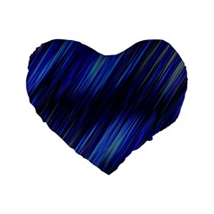 Indigo and Black Stripes Standard 16  Premium Heart Shape Cushions