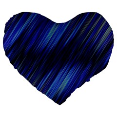 Indigo And Black Stripes Large 19  Premium Heart Shape Cushions by SpinnyChairDesigns