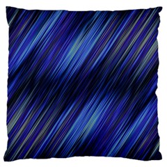 Indigo and Black Stripes Large Flano Cushion Case (One Side)