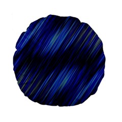 Indigo And Black Stripes Standard 15  Premium Flano Round Cushions