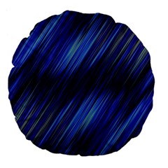 Indigo and Black Stripes Large 18  Premium Flano Round Cushions