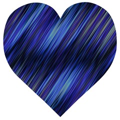 Indigo and Black Stripes Wooden Puzzle Heart