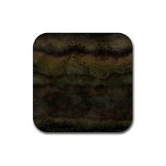 Army Green Grunge Texture Rubber Coaster (square)  by SpinnyChairDesigns