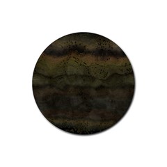 Army Green Grunge Texture Rubber Round Coaster (4 Pack)  by SpinnyChairDesigns